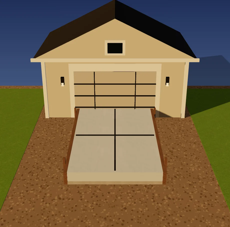 3D model of a finished residential concrete driveway by Lucky's Concrete