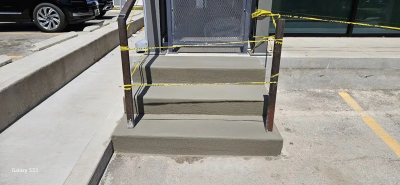 Poured concrete steps with even risers